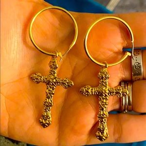 Cross hoop earrings